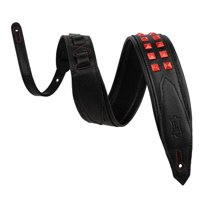 Levy's Leathers M81GRPDX Padded Garment Leather Strap with Red Studs | Black
