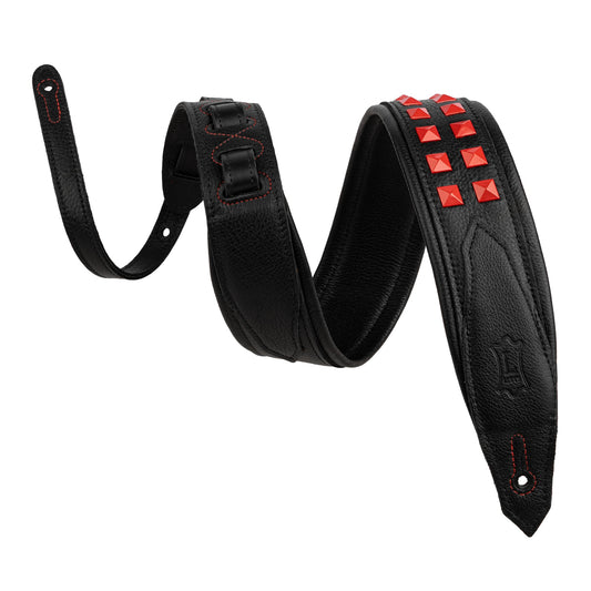 Levy's Leathers M81GRPDX Padded Garment Leather Strap with Red Studs | Black