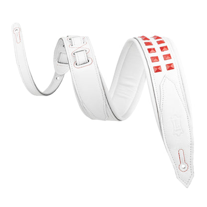 Levy's Leathers M81GRPDX Padded Garment Leather Strap with Red Studs | White