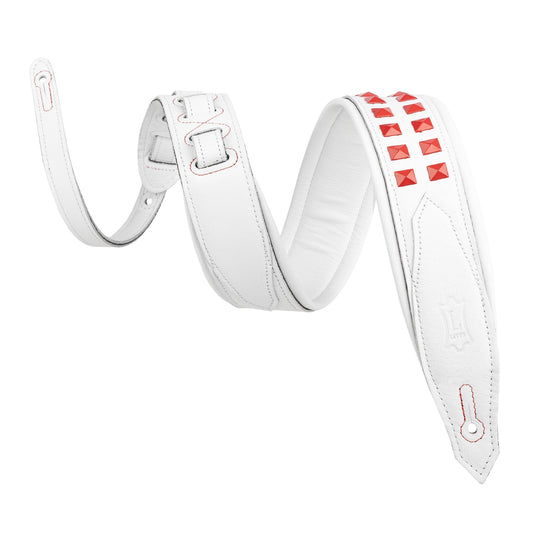 Levy's Leathers M81GRPDX Padded Garment Leather Strap with Red Studs | White