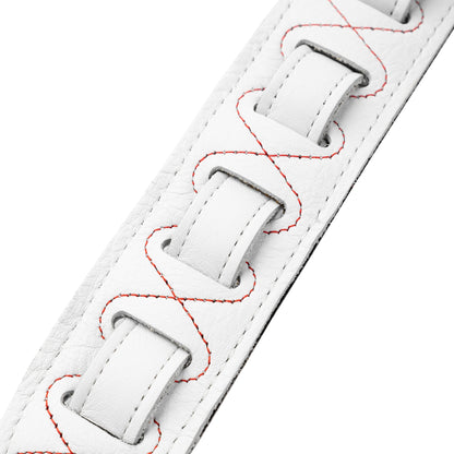 Levy's Leathers M81GRPDX Padded Garment Leather Strap with Red Studs | White