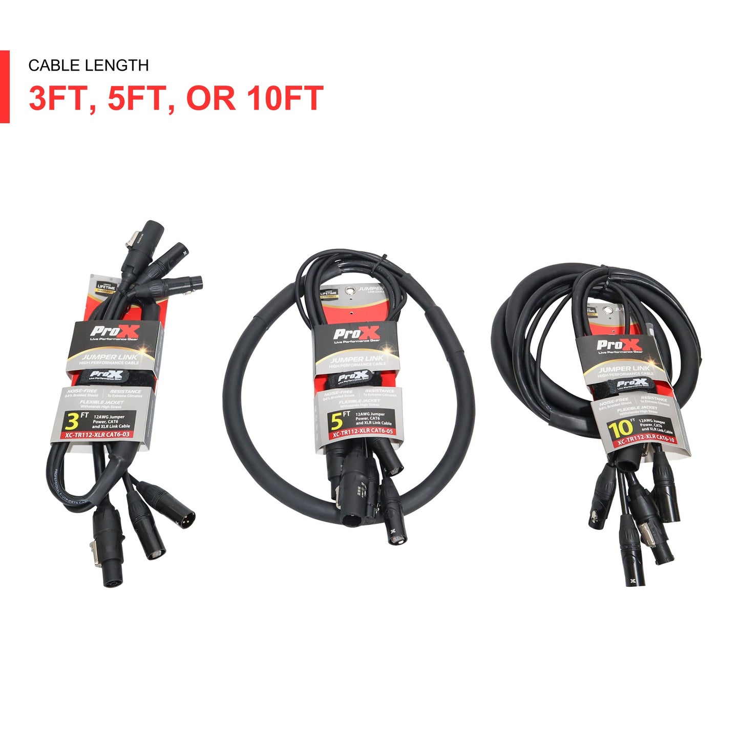 ProX XC-TR112-XLRCAT6-03 PowerKon, CAT6, and XLR Combo Jumper Cable