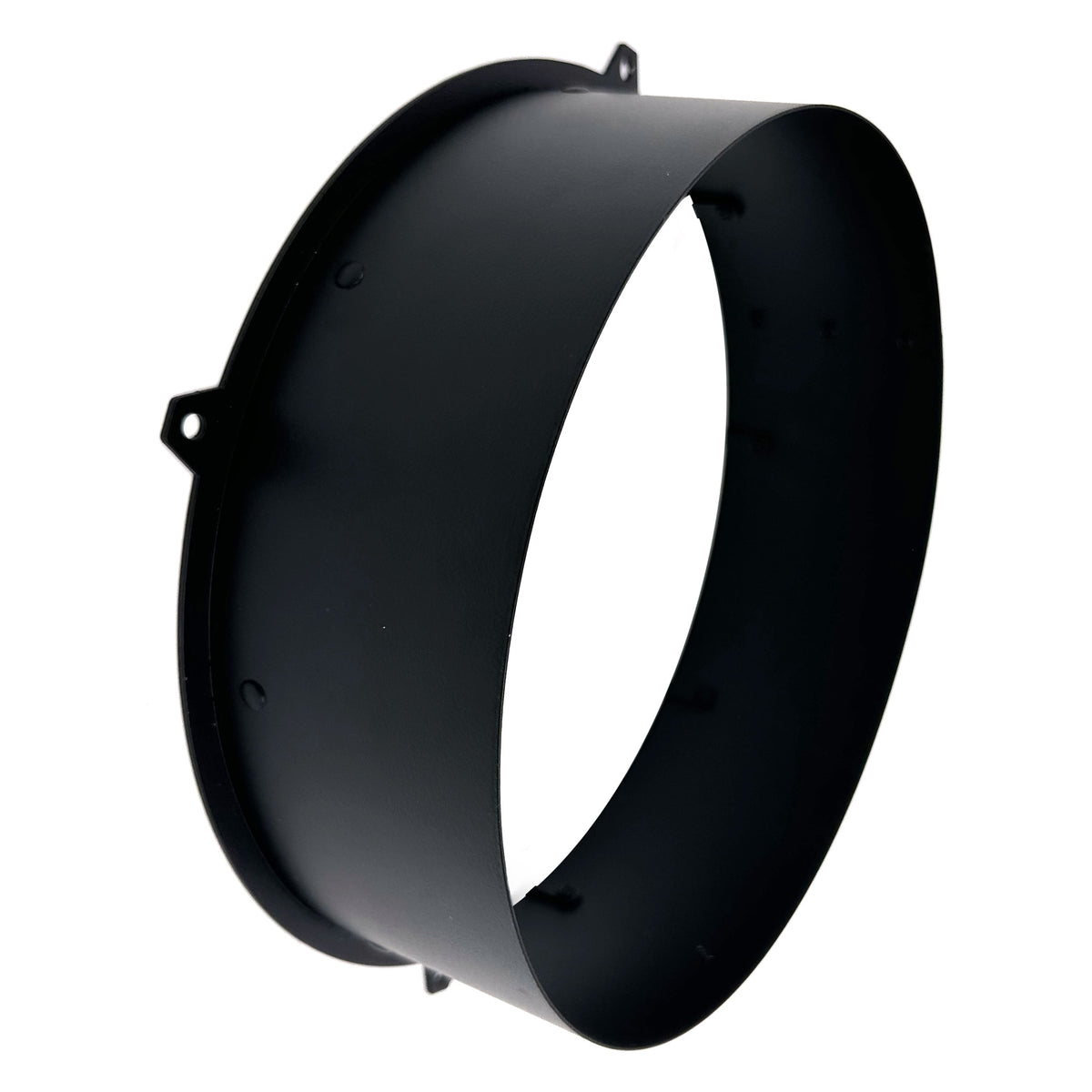 2798 MAC Aura XIP Top Hat three-quarter view showing black matte cylindrical snoot with mounting tabs, City Theatrical