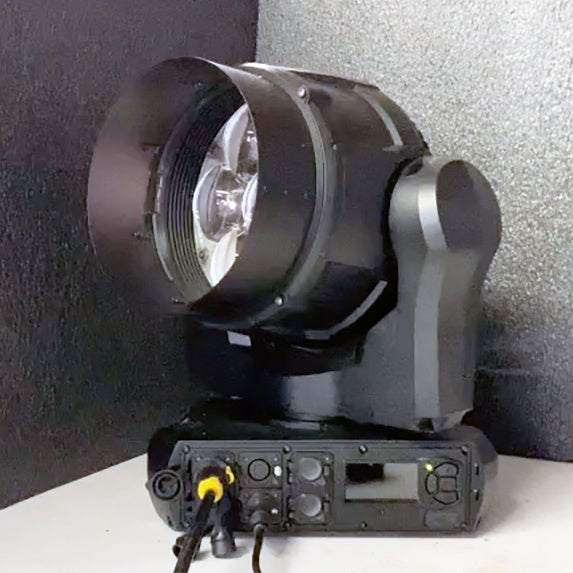 2798 Top Hat installed on a Martin MAC Aura XIP moving head, shading the LED lens array, City Theatrical