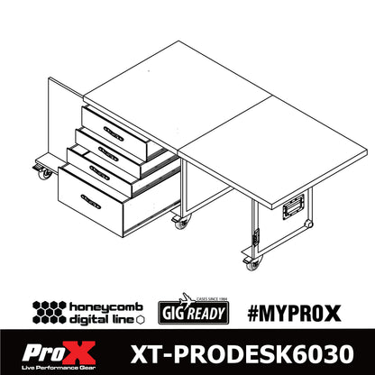 ProX XT-PRODESK6030 Mobile Foldable Pro Desk Workstation With Rack
