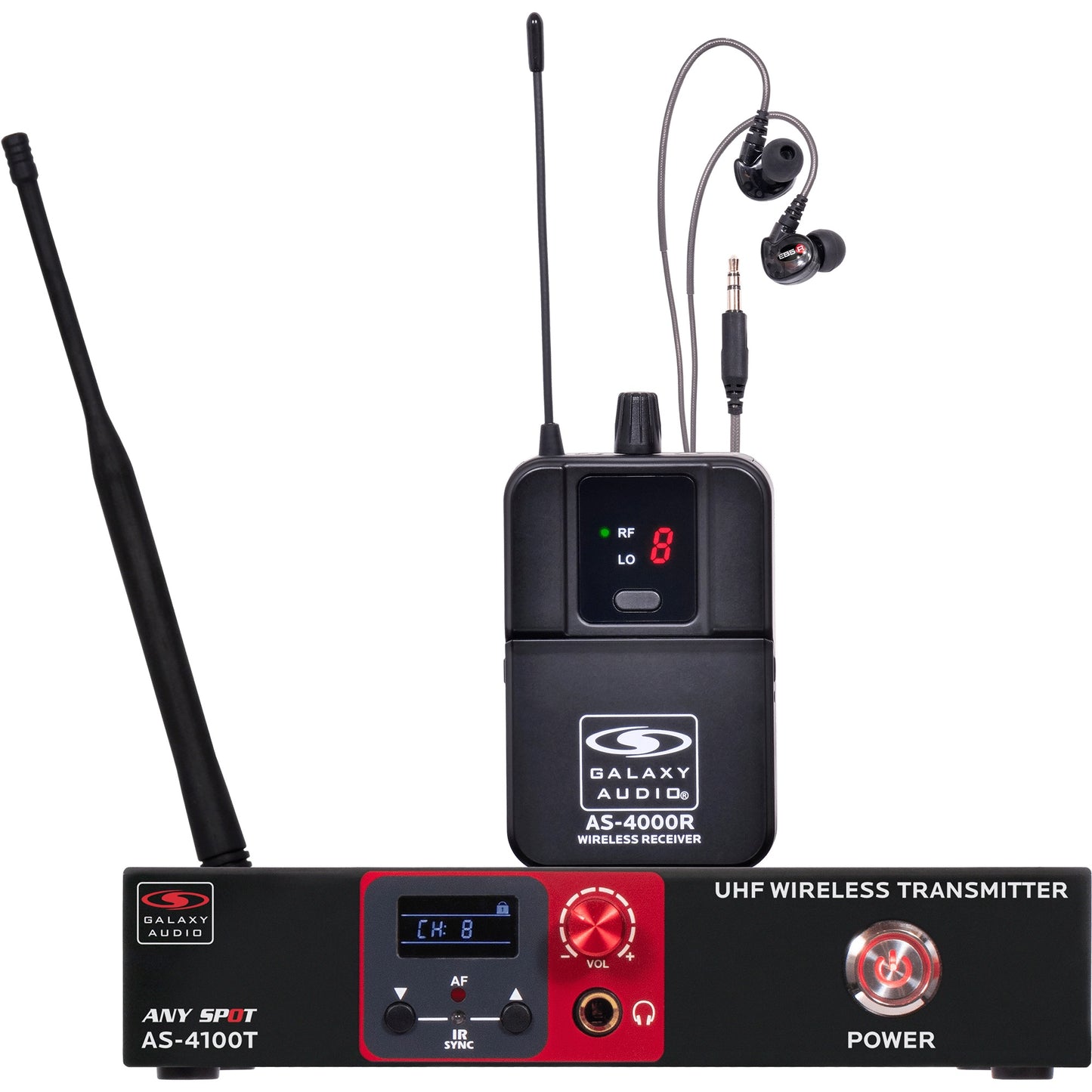 Galaxy Audio AS-4100 Wireless IEM System Single-Channel UHF Monitor | Single User | 508-535 MHz