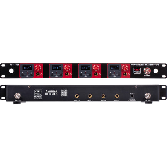 Galaxy Audio AS-4400T Wireless IEM Transmitter Quad UHF 1U Rack | 534-552 MHz