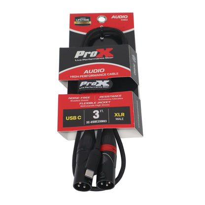 ProX XC-USBC2XM03 USB-C to Dual XLR Male Audio Cable