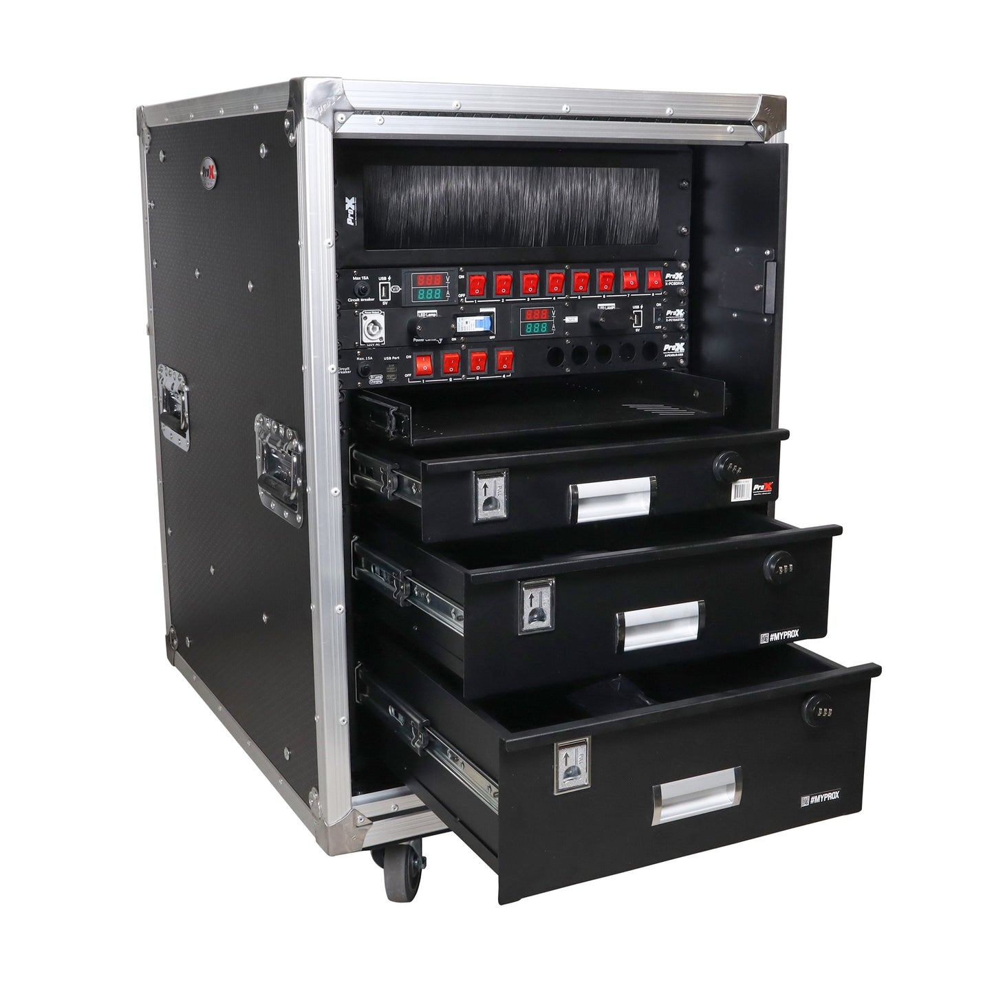 ProX Vertical Rack Shock Mount Case with Sliding Slam Doors | 16U | 24 in