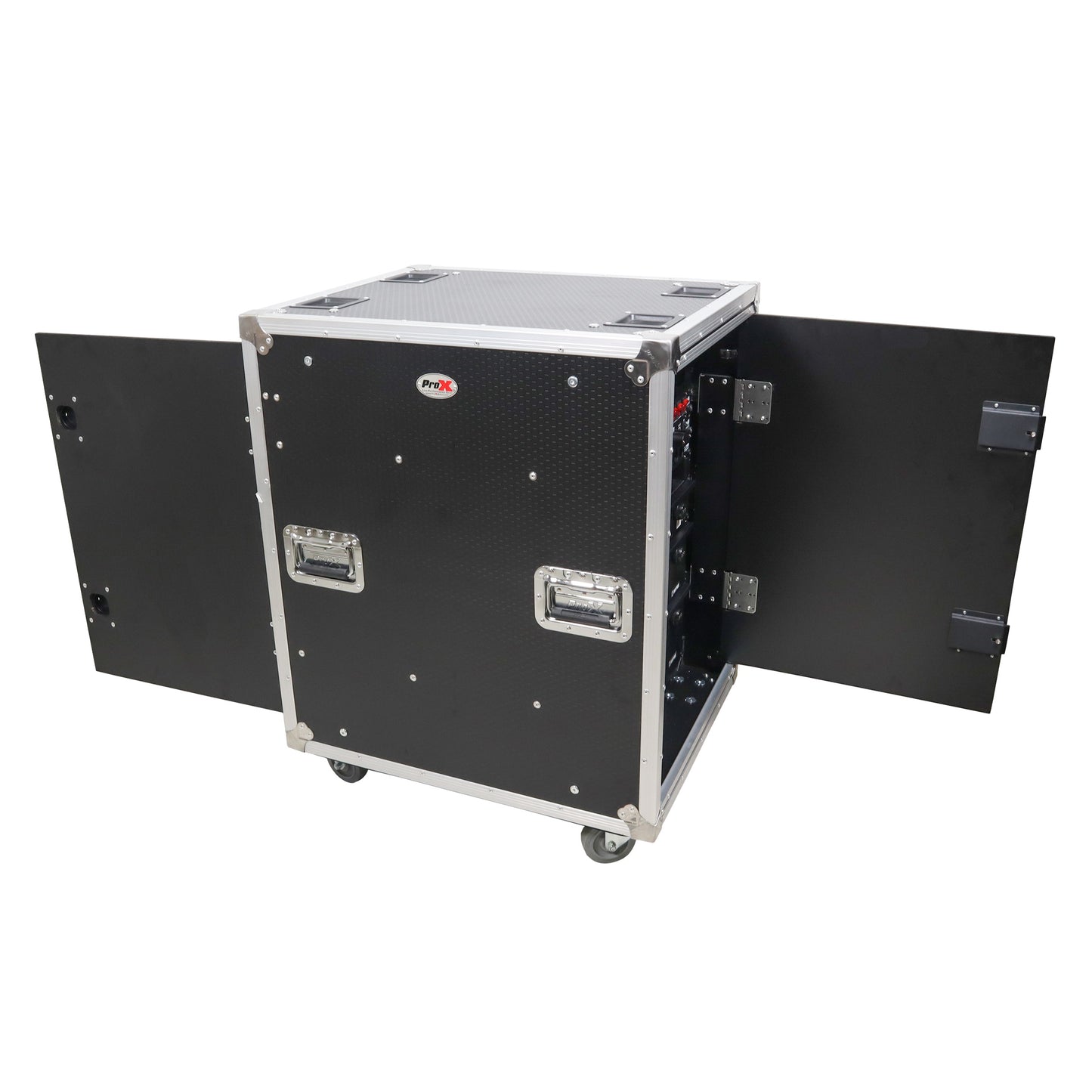 ProX Vertical Rack Shock Mount Case with Sliding Slam Doors | 16U | 24 in
