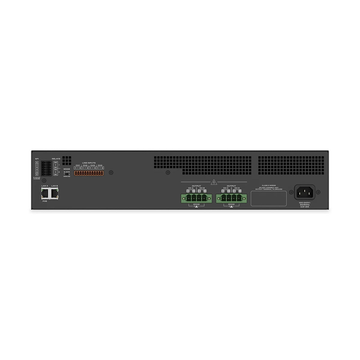 QSYS MPA-Q 4x250 4-Channel 250W/Ch Q-SYS Network Amplifier, Lo-Z, 70V ...