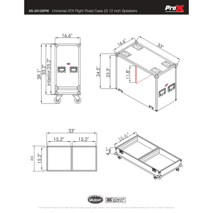 ProX XS-SP2X12WMK2 Universal ATA Dual Speaker Flight Case