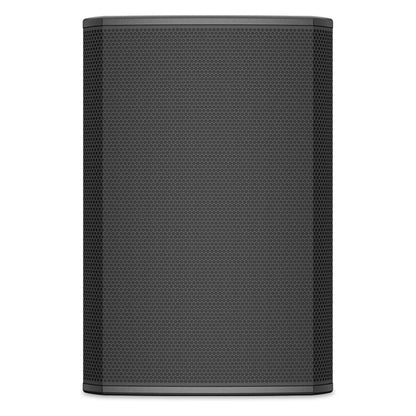 PL-CA 12-inch two-way full-range speaker front view with full-face metal grille, Q-SYS