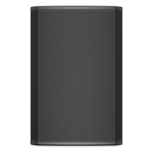 PL-CA 12-inch two-way full-range speaker front view with full-face metal grille, Q-SYS