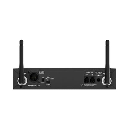 NCR1 rear panel with balanced XLR output, ground lift and -6/0/+16 dB level switches, remote in/out jacks and 12-15V DC input, Audix