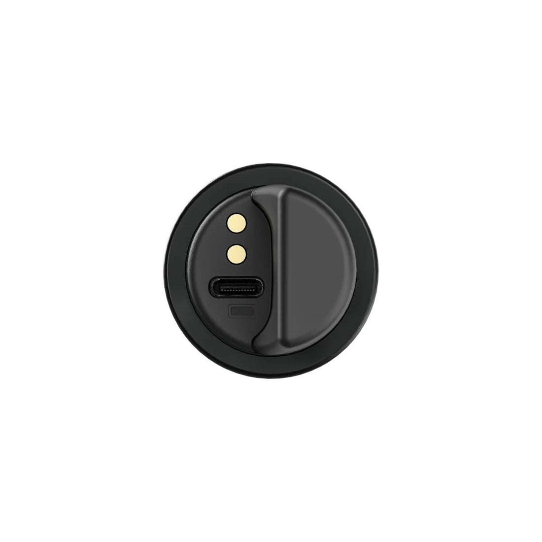 NCHH handheld transmitter bottom end cap detail with USB-C charging port and gold docking contacts, Audix