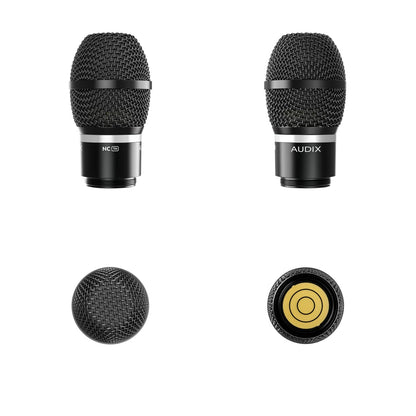 NCHHTH capsule detail views showing NC TH markings, threaded mount, grille top and gold-plated contact base, Audix
