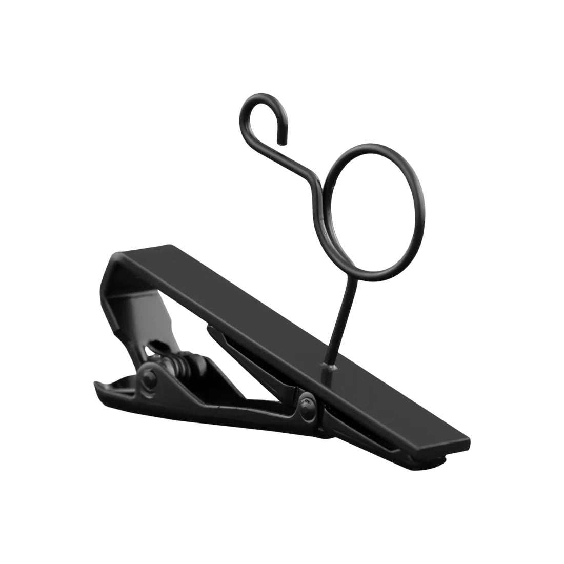 Included black lavalier tie clip accessory with wire cable loop, Audix