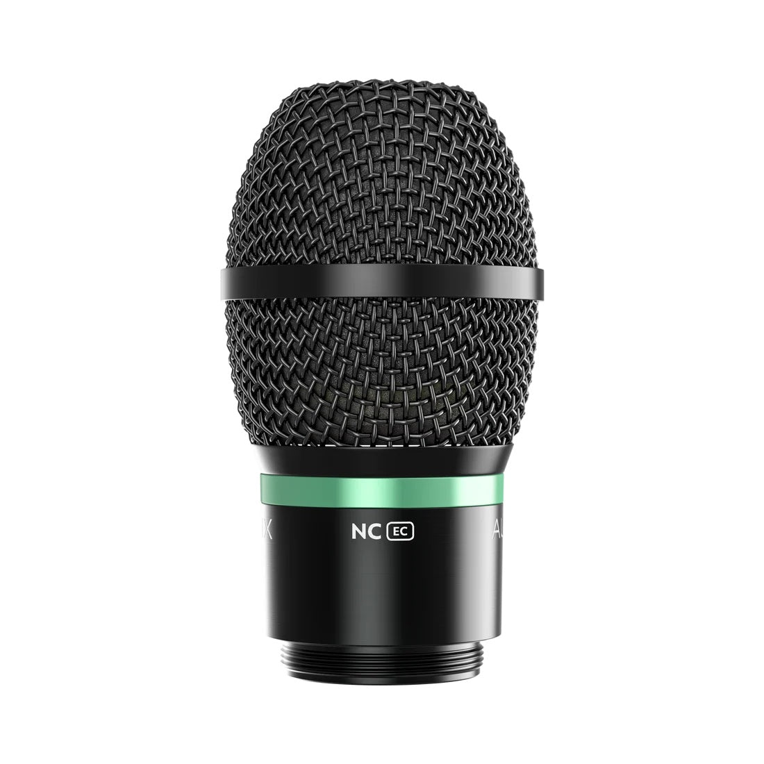 NCEC Novacore extended cardioid wireless capsule side view with green ID ring and threaded base, Audix