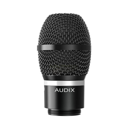 NCTH Novacore tight hypercardioid capsule front view with Audix logo on the black barrel and silver trim band, Audix