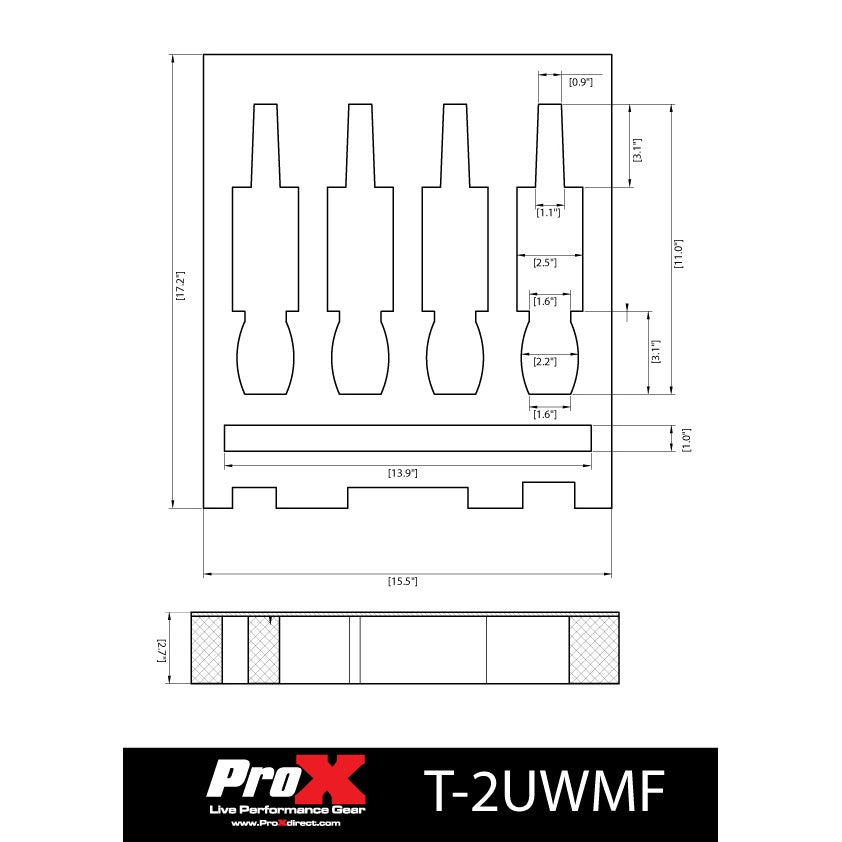 ProX T-2UWMF Replacement Foam for 2U Rack Drawer Fits 4 Mics