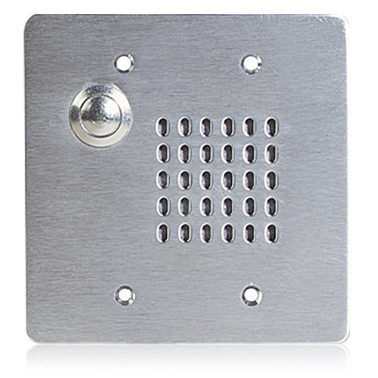 AtlasIED VPCS-2GPB-2 wired intercom station front plate with speaker grille and call switch button