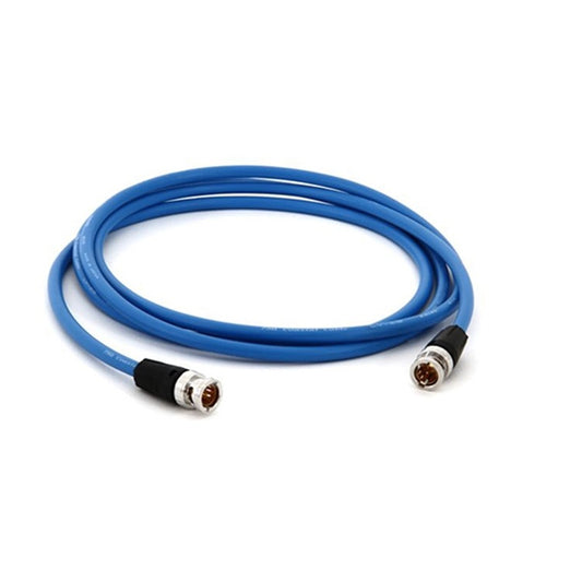 ProCo Sound WDC word clock cable coiled in blue jacket with BNC connectors on both ends