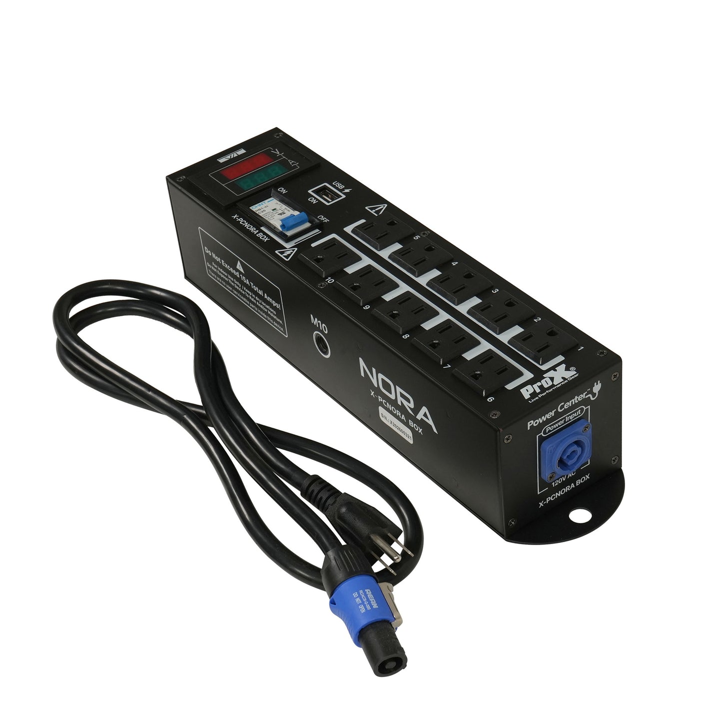 ProX X-PCNORABOX 10-Way PowerCON to Edison Power Distribution Box