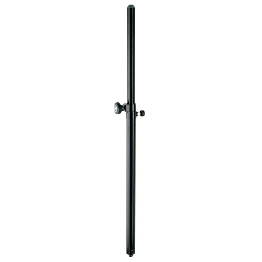 26736 Pro distance rod speaker pole full-length front view in black with clamp collar and two knobs at the telescoping joint, K&M