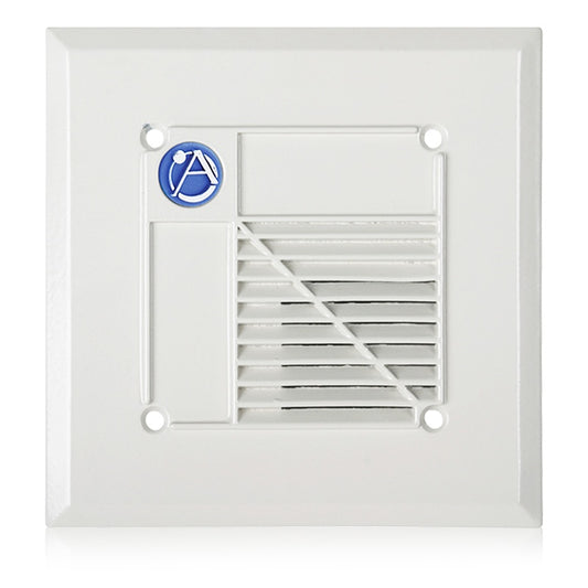 AtlasIED VTF-152UCN recessed compression driver speaker front baffle with louvered grille and Atlas logo
