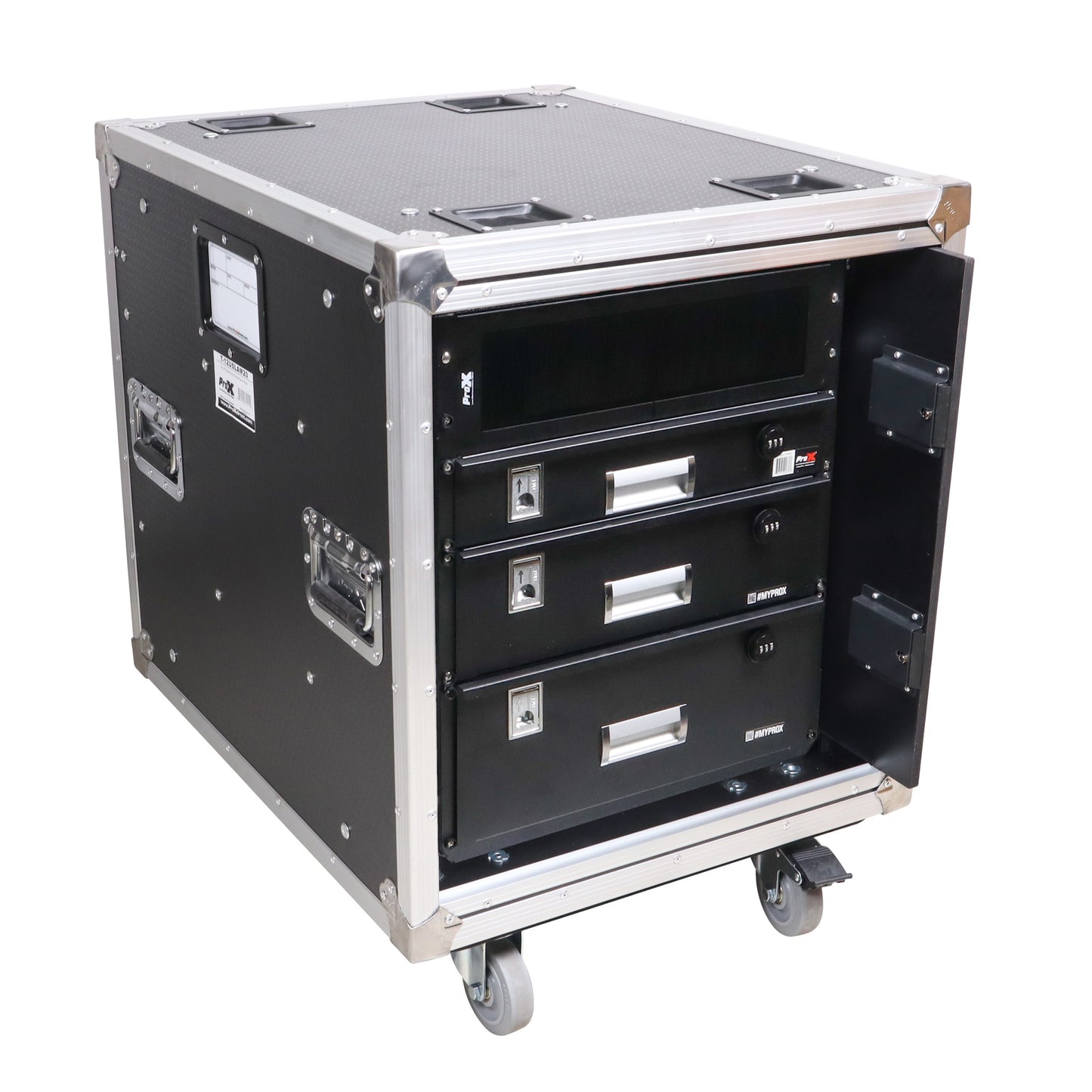ProX Vertical Rack Shock Mount Case with Sliding Slam Doors | 12U | 24 in