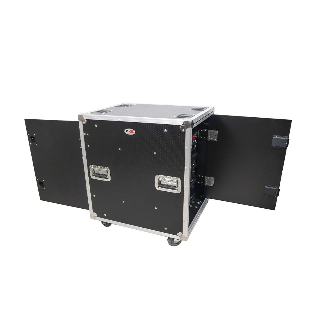 ProX Vertical Rack Shock Mount Case with Sliding Slam Doors | 12U | 24 in