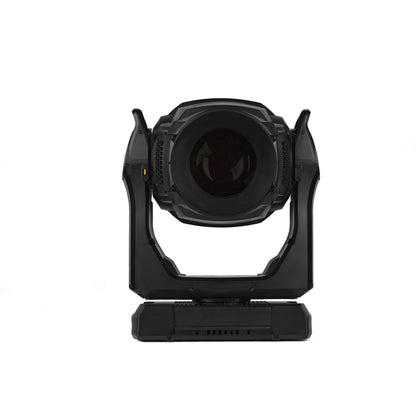 MAC Encore Two head-on front view with lens tilted level between yoke arms, Martin Lighting