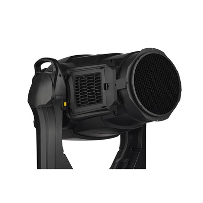 MAC Encore Two head detail with honeycomb anti-glare louver attached to front lens, Martin Lighting