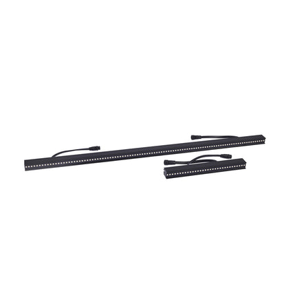 VDO Sceptron XB pixel batten family shot showing long and 320 mm lengths with hybrid power/data leads, Martin Lighting