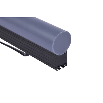 VDO Sceptron XB with large round frosted tube diffuser, end view of mounting extrusion, Martin Lighting