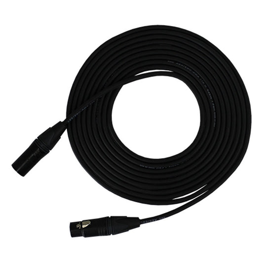 ProCo Sound DMX3 3-pin DMX cable coiled with black male and female XLR connectors