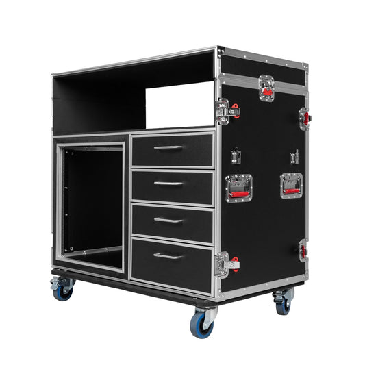 Gator GTOUR-MIXERXL-12U-4D2T 12U Mixer ATA Flight Case With Drawers