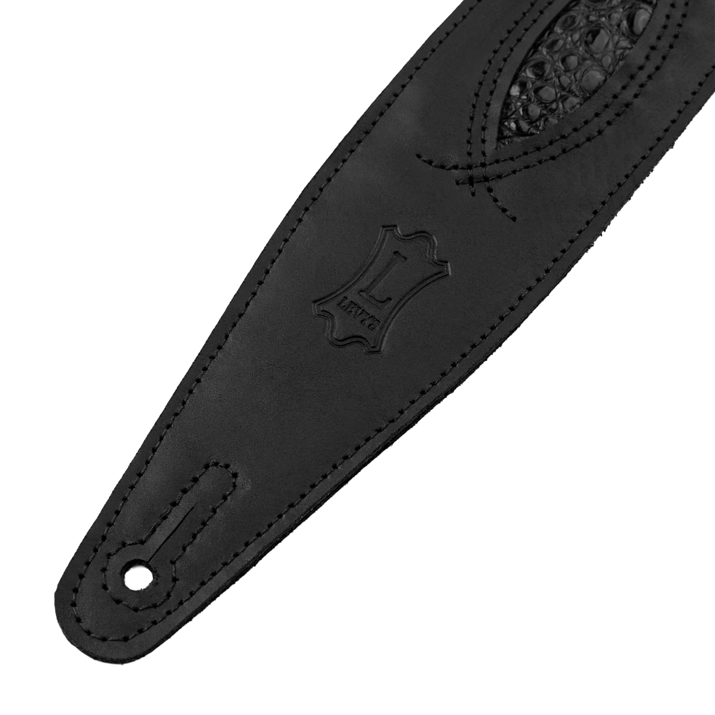 Levy's M317SEL-BLK Black Crocodile Leather Guitar Strap