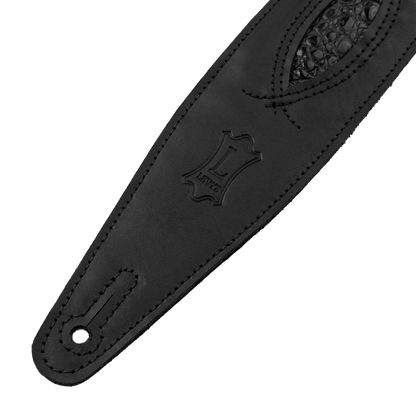 Levy's M317SEL-BLK Black Crocodile Leather Guitar Strap