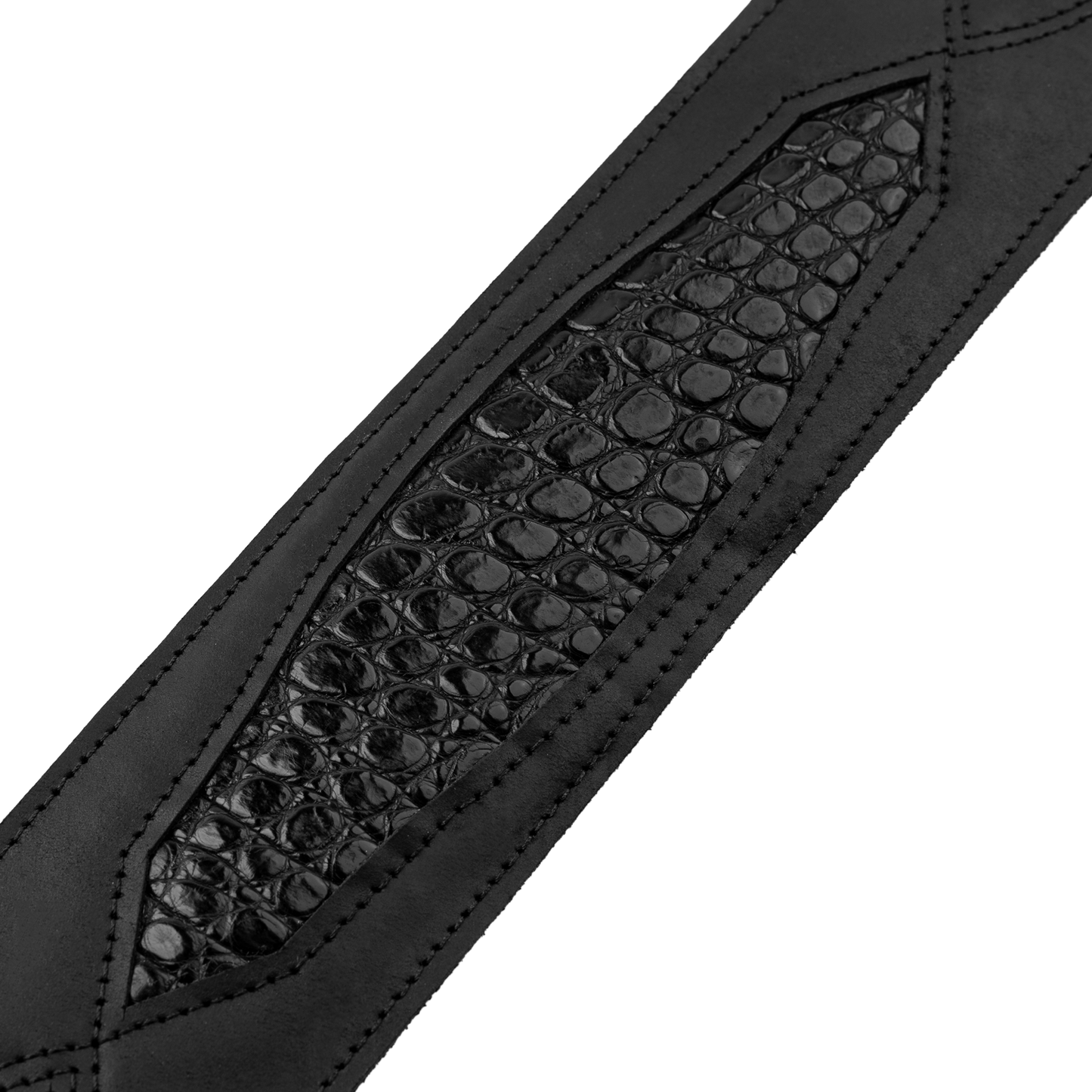 Levy's M317SEL-BLK Black Crocodile Leather Guitar Strap