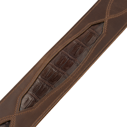 Gator M317SEL-BRN Levy's Whiskey Crocodile Leather Guitar Strap