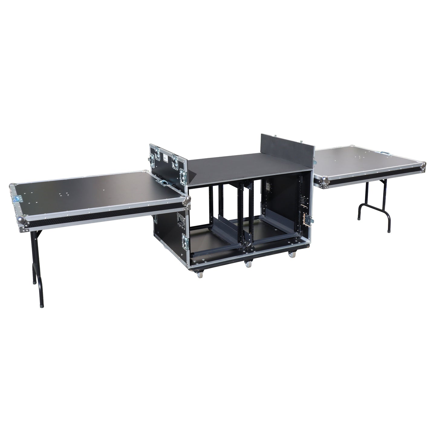 ProX Live Performance Gear Dual 12U Rack Console Case With Side Work Tables