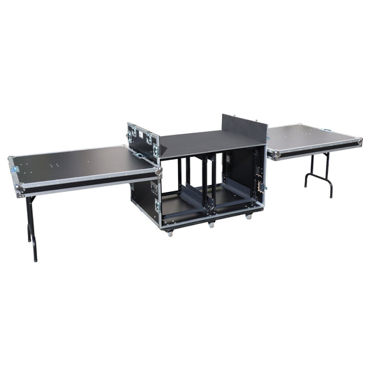 ProX Live Performance Gear Dual 12U Rack Console Case With Side Work Tables