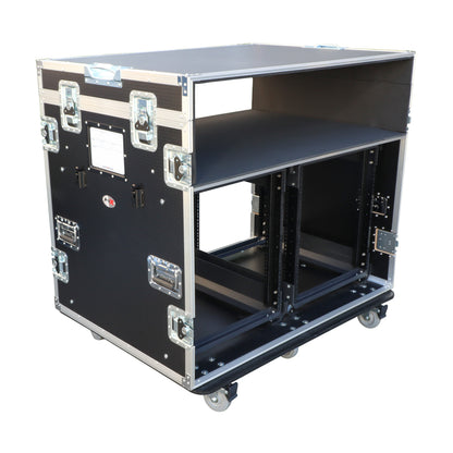 ProX Live Performance Gear Dual 12U Rack Console Case With Side Work Tables