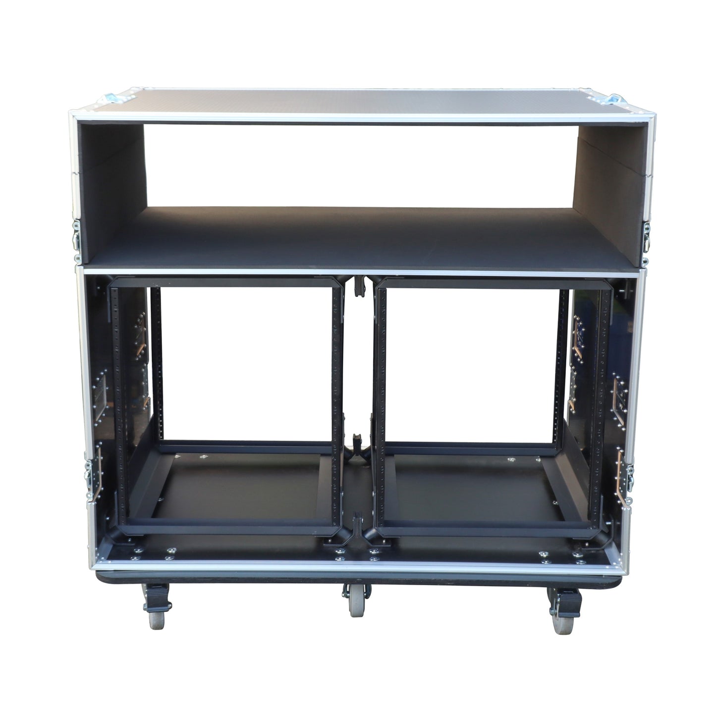 ProX Live Performance Gear Dual 12U Rack Console Case With Side Work Tables