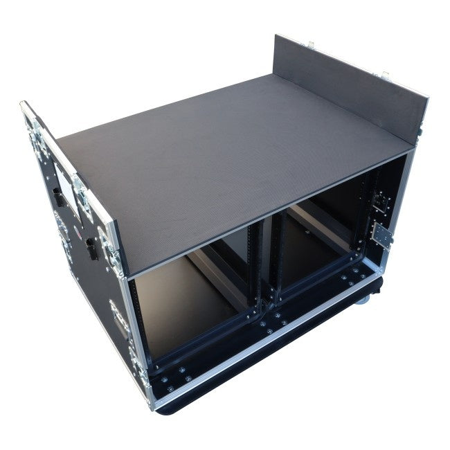 ProX Live Performance Gear Dual 12U Rack Console Case With Side Work Tables