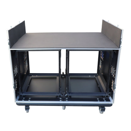 ProX Live Performance Gear Dual 12U Rack Console Case With Side Work Tables