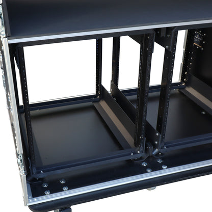 ProX Live Performance Gear Dual 12U Rack Console Case With Side Work Tables