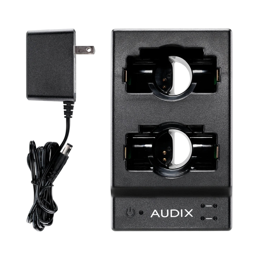NCC2 Novacore charge station in-the-box contents with included wall power supply and coiled DC cable, Audix